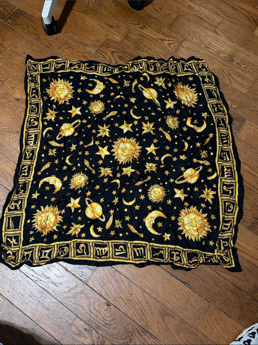 Black and Gold Celestial Print Scarf - Women's Wrap